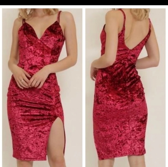 red crushed velvet dress